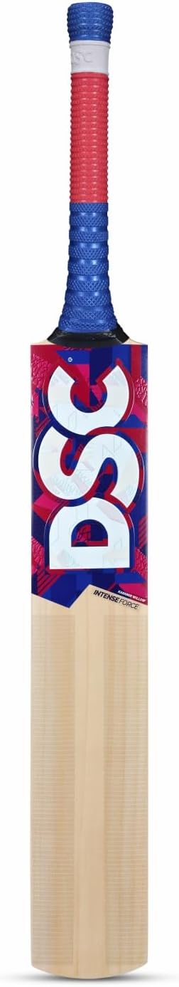 DSC Intense Force Kashmir Willow Cricket Bat for Leather Ball |Size-5 | Light Weight | Free Cover (Multicolour)