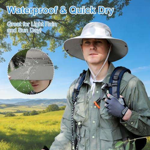 Image of Wide Brim Sun Hat for Men Women UV Protection Ventilated Summer Hats for Fishing Hiking Garden Beach