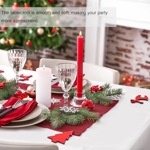 Image of CIEOVO 12 Pcs Plastic Tablecloths, Disposable Rectangle Red White Green 54 x 108 Inch Waterproof Table Covers for Christmas Birthday Party Festival Party Decorations