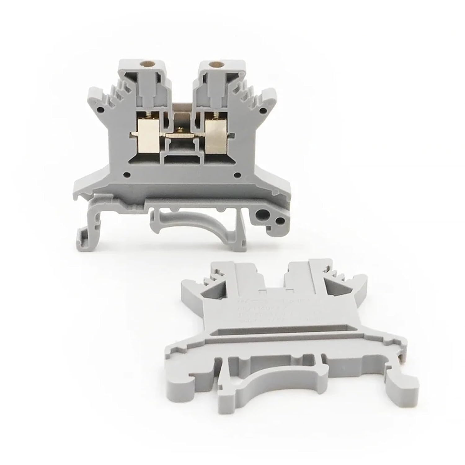 100PCS DIN Rail Terminal Block UK1.5 Single Level, Copper Screw High Current Connector for Industrial Electrical Wiring, PA66 Ma