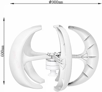 12000W Efficient Vertical Axis Wind Turbine Set, 220V 12V 24V 48V Low Noise DC Wind Turbine Generator with Controller for Home Or Camping (White,5 Blades)