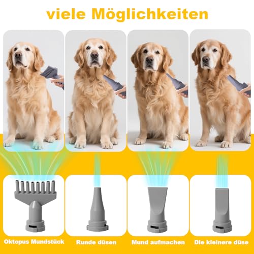 Hundefön Kanonen-Stil weiß 2400W Pet Dryer Hundetrockner Blower mit Einstellbarer Windgeschwindigkeit und Temperaturen,1-9 verschiedene Stärken von Umgebungsluft und Heißluft 35-60℃ #LYCSJDPWH-DE