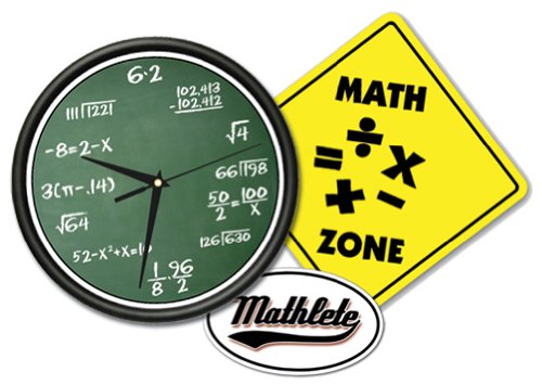 Reloj de pared clase de matemáticas con cartel y decal