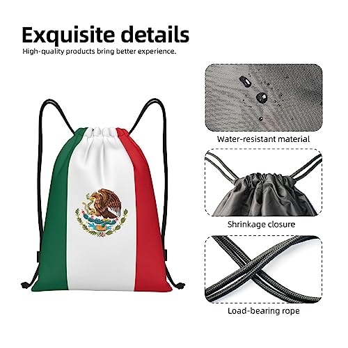 KiHene Mexico Flag Printed Drawstring Backpack Water Resistant String Bag Sports Sackpack Gym Sack, for Men Women4