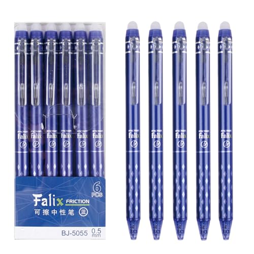 MOZXIRZ 6 Pcs Erasable Gel Ink Pens Retractable Pens Blue Ink Smooth Writing Pens 0.5mm Fine Point...