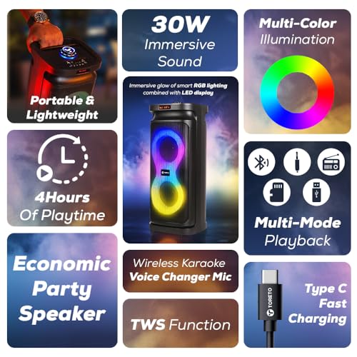 Toreto Store Toreto Party Thrillz 30W Bluetooth Speaker with Karaoke - Image 4