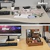 TESLYAR Wood Phone Docking Station with Drawer - Nightstand Organizer - Desk Organizer for Husband - Birthday Gifts for Men, Dad, Anniversary Idea, Key Holder Stand Watch & Accessories (Desert Beige)