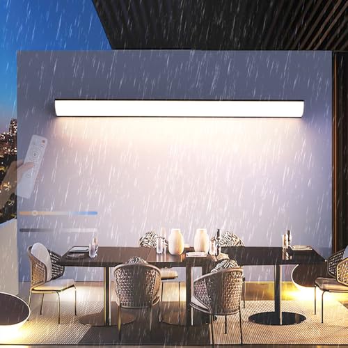 Applique murale extérieur LED dimmable avec télécommande étanche IP65 noir 30cm