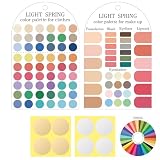 Ultimate 12 Season Personal Color Palette Cards Set,2 Pack Portable Color Template Guide for Clothes & Makeup with Bonus Color Analysis Guide&Bead Ball Chains(Light Spring)