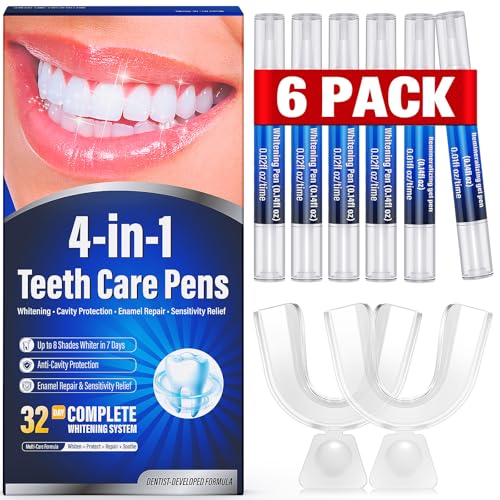 Teeth Whitening Pen Kit - 35% Carbamide Peroxide, Stain Removal, 4 Whitening Pens + 2 Remineralizing...