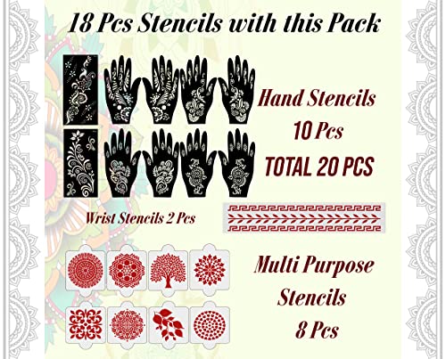 Ivana's Set of 20 Pcs Combo Pack, Reusable Mehandi Design Sticker Stencils for Both Hand | Temporary Tattoo for Women | Quick and Easy to Use, for Girls, Women, Kids & Teen, D-2207 - Image 4