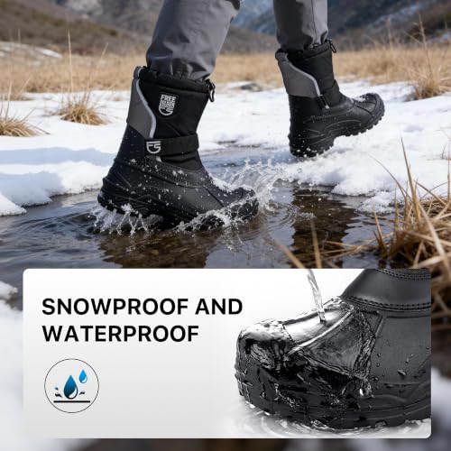 Image of FREE SOLDIER Mens Snow Boots Insulated Waterproof Hiking Winter Shoes Nonslip Outdoor Ankle Cold Weather Boots with Warm Inner
