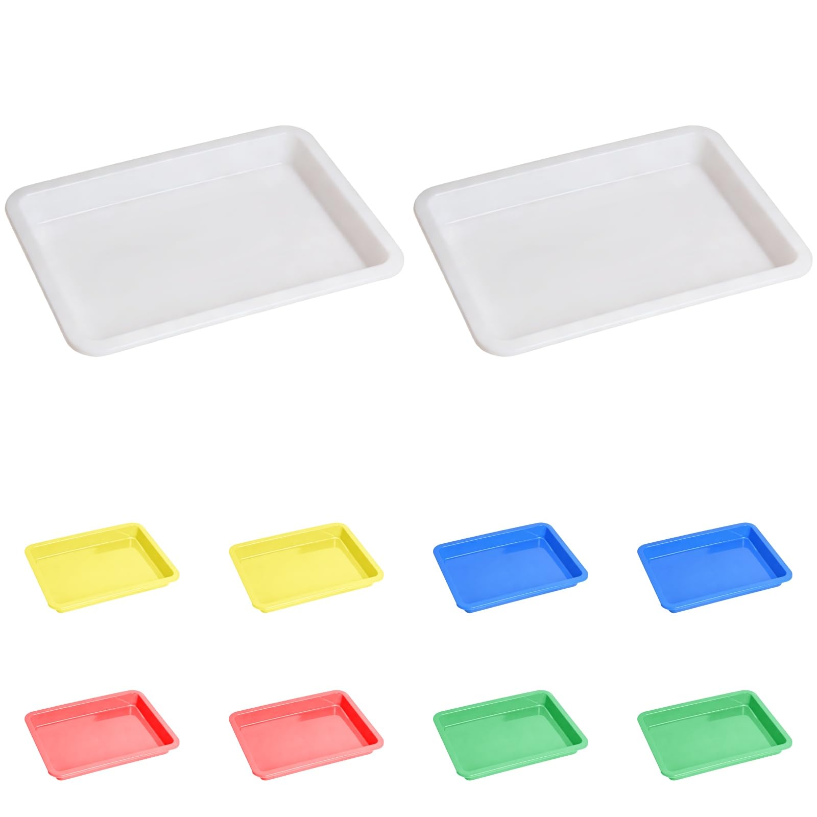 Itoyx 10 Pcs Plastic Trays, 11 x 8.3 in Stackable Crafts Organizer Tray, Multi-Color Activity Tray for Sensory Play, Arts, Crafts, Serving Food, Easy to Clean