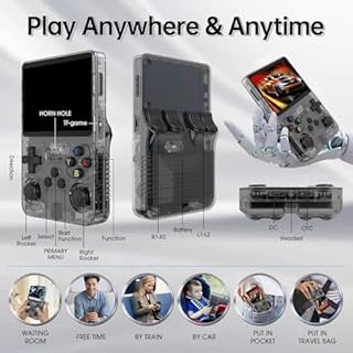 R36S Retro Handheld Game Console, 128GB Retro Gaming Console with 30+ Mainstream Emulators, 40,000+ Classic Games, Open Source Linux System, 3500mah Battery - Black