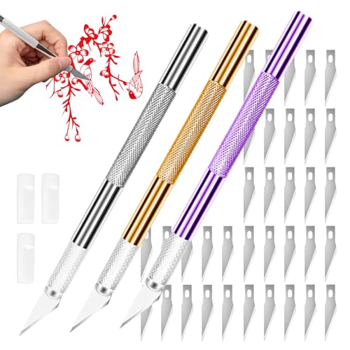 38 Piezas Cuter Manualidades Precision Set, 3 Cutter Modelismo Profesional con 35 Cuchillas de Repuesto, Cuchillo Artesanal para Cortar y Tallar