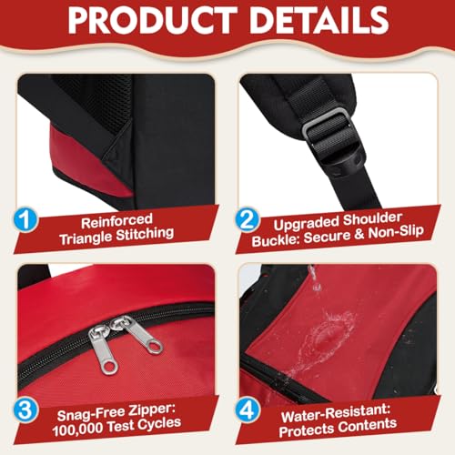 Kids Backpack for Big Boys Bookbag Middle Junior High College Student Back to School Teen Teenage Youth Schoolbag Ages 8-12 10-12 12-14 Years Old Mochilas Escolares Para Adolescentes Large 18 Inch Red 5