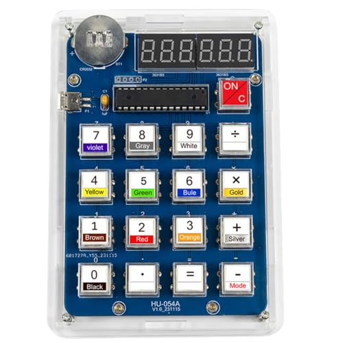 DIY Electronic Calculator Kit, 6-Digit Display, Soldering Practice Project with Resistance Reader