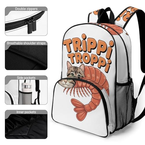 Trippi-Troppi Merch Large Travel Backpack Italian-Brainrot Meme Waterproof Lightweight Daypack White 44x32x19cm3
