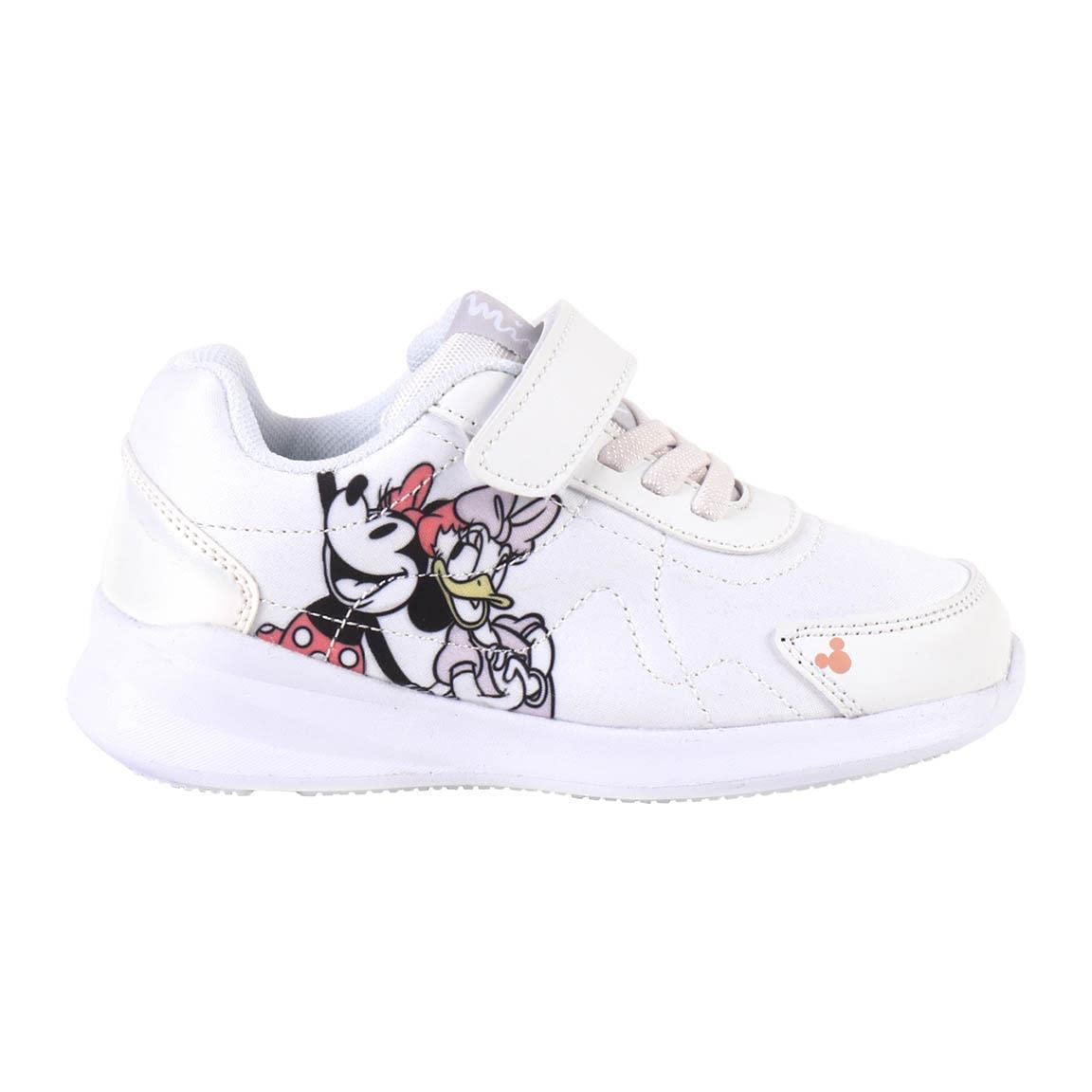 Minnie Mouse and Daisy Trainers - White - UK Size 2 - Velcro and Elastic Closure - Ultra Lightweight Children's Trainers with EVA Sole - Original Product Designed in Spain
