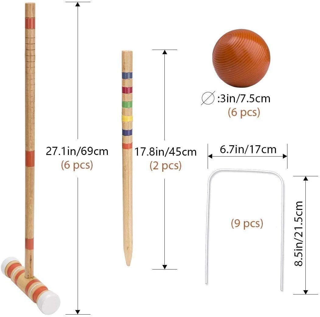 ropoda Six-Player Croquet Set with Wooden Mallets, Colored Balls, Sturdy Carrying Bag for Adults &Kids, Perfect for Lawn,Backyard,Park and More. : Sports & Outdoors