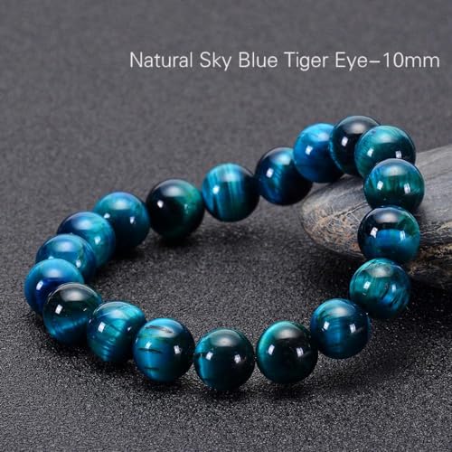 6/8/10/12mm Natural Blue Tiger Eye Bracelet Stress Relief Elastic Gemstone Natural Stone Beads Bracelet for Men Women Stretch Unisex2