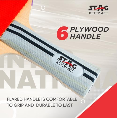 Image of International Table Tennis Racquet | 6 Ply Blade | 3 mm Sponge | High Control & Power | Red /Black