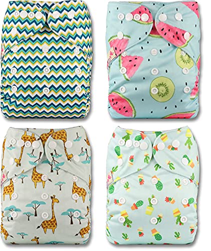 Littles and Bloomz FLP2-0401 Windel, wiederverwendbar, Standard-Popper, 4 Windeln