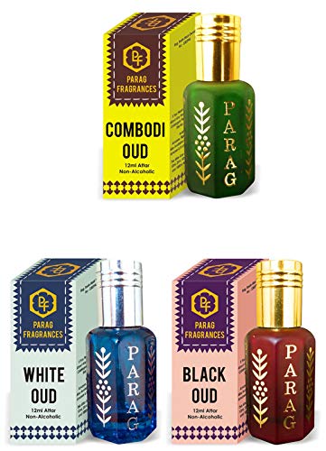 Parag Fragrances Combodiyan Oudh, White Oudh & Black Oudh Attar 12Ml Each Total 36Ml