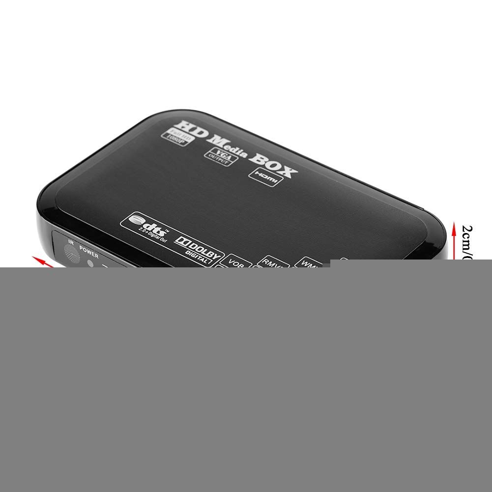 Mini Media Box Lettore Video Full HD 1080P, Supporto USB, HDMI, RMVB, MP3, AVI, MKV, Compatibile con Tutti i Formati HD, per Film e Serie TV (110-240V)