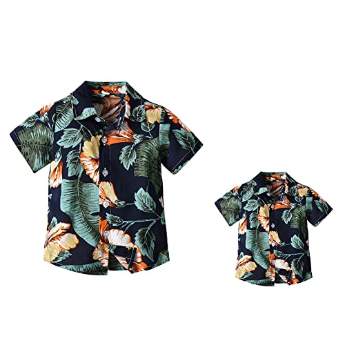 Image of Daddy and Me Matching Outfits Hawaiian Father and Son Matching Shirts for Family Photoshoot Summer Men Boys Father's Day Tops