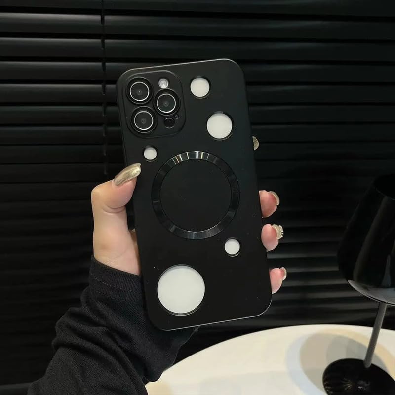 Polycarbonate Premium Magnetic Mag-Safe Compatible Case Cover for iPhone 11 Pro Max with Unique Hollow Design | Shockproof Case Protection – Black