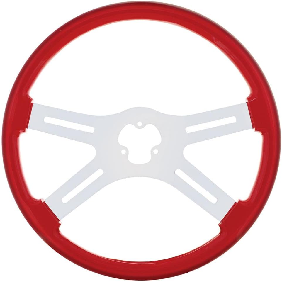 16" Chrome Red Steering Wheel Fits Freightliner, Peterbuilt, Kenworth Wheel Only