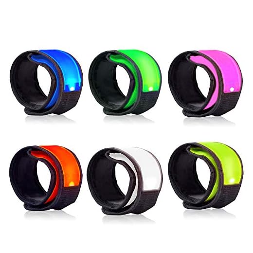 LOBKIN 6 Pack Safety Bracelets, LED Slap Armband Kids Walking at Night Safe LED Light Wrist Light Reflective Belt, Magic Band Running Lights for Runners (A)
