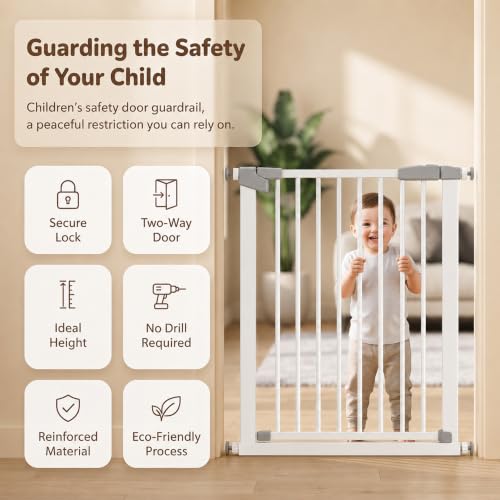 Image of StarAndDaisy Baby Safety Gate for Stairs, Doorways & Hallways, Child Safety Gate with Dual Lock, Auto-Close, No Drill Pressure Mount, Staircase Gate Baby Safety | Safety Gate for Kids Home | Black