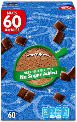 Swiss Miss Milk Chocolate No Sugar Added Hot Cocoa Mix, 60 Count Neuryn