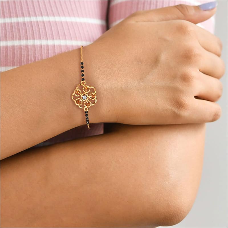 Image of KISNA Diamond Gold Mangalsutra Bracelet for Women