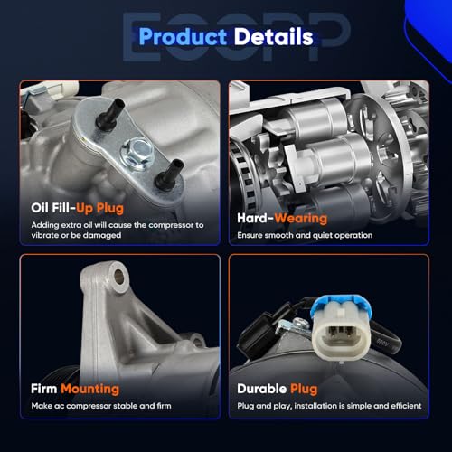 Image of ECCPP AC Compressor for Buick LaCrosse 3.6L for Cadillac SRX 3.0L 2010-2011 | for Saab 9-4X 3.0L 2011 for Buick Allure 3.0L 2010 Fast Cooling AC Compressor with Clutch