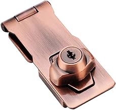 Angoily 1pieza Cerradura De Hasp Antirrobo Pestillo De Seguridad Para Puertas Gabinetes y Color Rojo Bronce Incluye Tornillos y Llaves