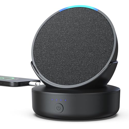 PlusAcc Battery Base for Pop - 5000mAh Portable Charger Stand with 9 Hours Playback Playtime with USB-C Output Port, Charging Dock for iPhone Samsung and Other Smart Electronic Accessories (