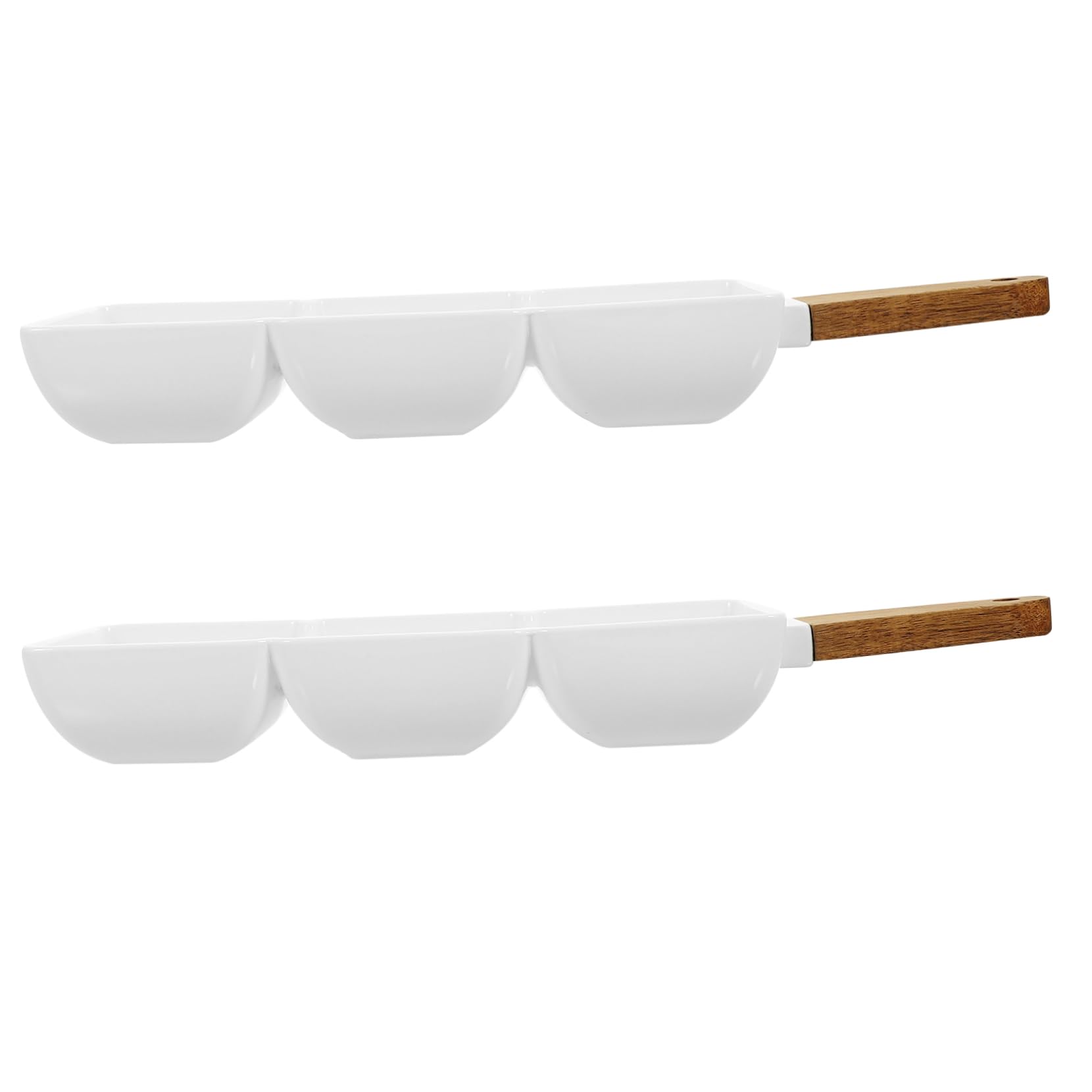 Alipis 2 piezas Tazón de Cerámica Asa y Compartimentos para Aperitivos Ensaladas y Condimentos para Decorar la Mesa y Servir Snacks