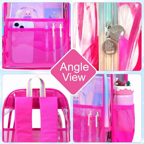 Image of AGSDON Clear Backpack, Heavy Duty Transparent Bookbag, See Through PVC Backpacks for Women Men