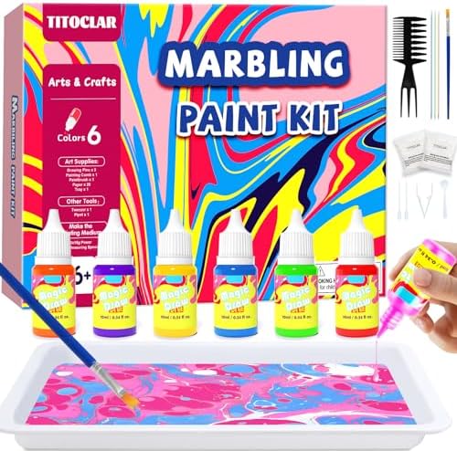 Titoclar Water Marbling Paint for Kids,Stocking Stuffers for Kids,Birthday Gifts for Kids 3+ Years Old,Arts and Crafts for Girls Boys Ages 8-12 6-8 3-5,STEM Science Toys