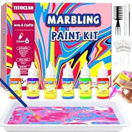 Titoclar Water Marbling Paint for Kids,Stocking Stuffers for Kids,Birthday Gifts for Kids 3+ Years Old,Arts and Crafts for Girls Boys Ages 8-12 6-8 3-5,STEM Science Toys