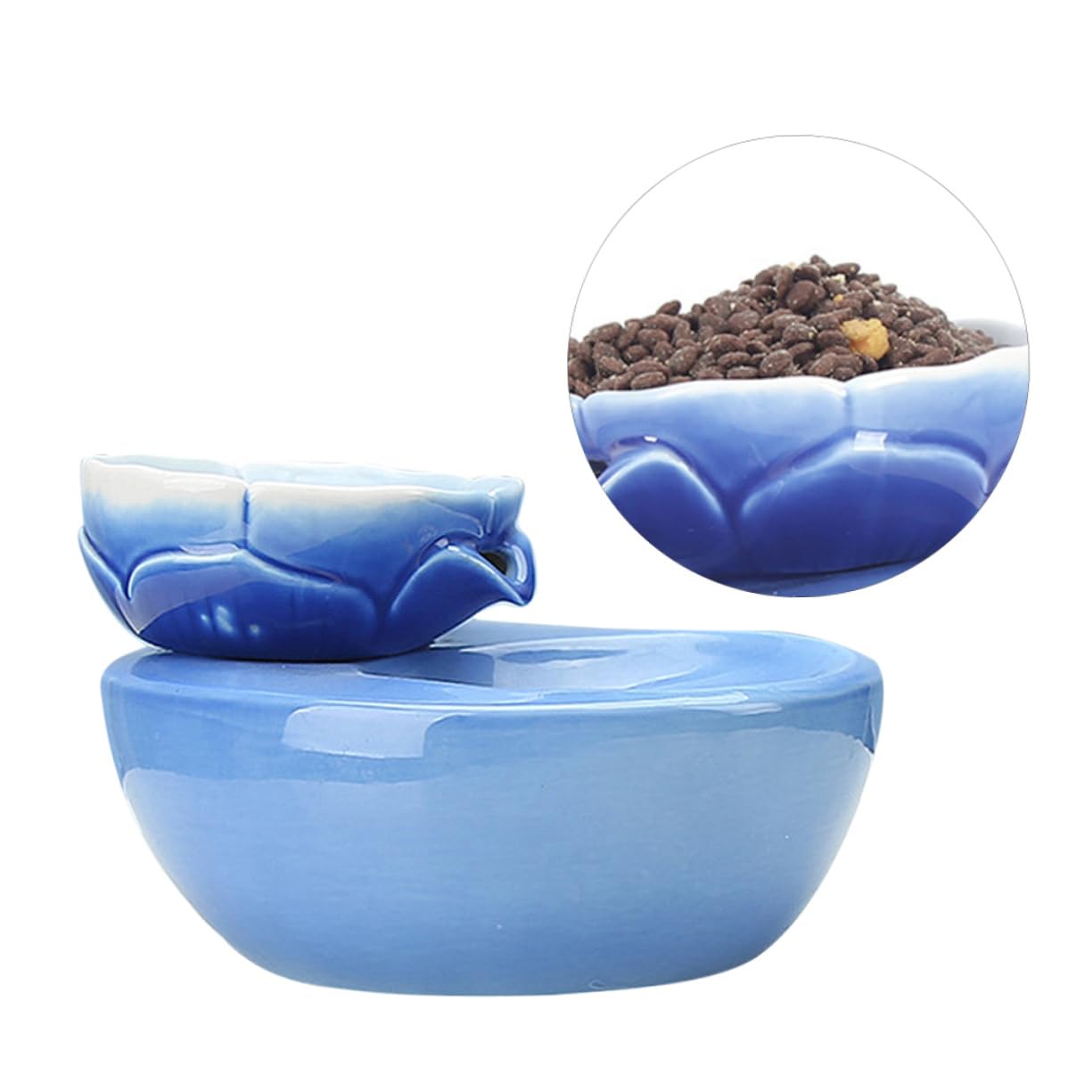 PartyKindom Dispenser d Acqua Automatico per Gatti e Animali Domestici in Ceramica Capacità 1,5l con Filtro Integrato Ciotola a Forma di Loto Design Creativo per Uso Domestico
