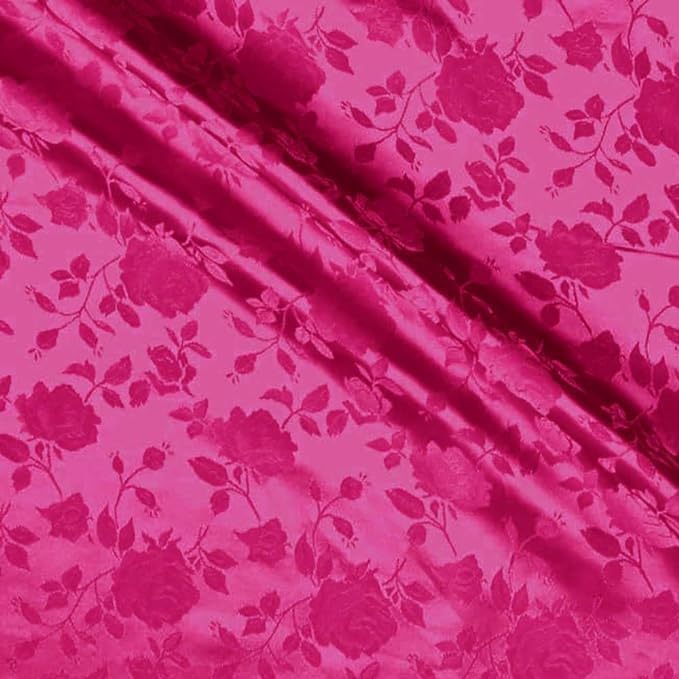 Valentina Textile's Inc. Rose Satin Brocade Jacquard Fabric, 58 Inches Wide - Sold by The Yard(3 Yard,Lt Blue)