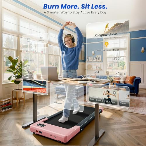 Image of DeerRun Walking Pad with 6% Incline, 3 in 1 Under Desk Treadmill for Home Office & Small Spaces, 2.5HP Quiet Walking Pad Treadmill with 300lb Capacity, 0.6-3.8MPH, App & Remote Control
