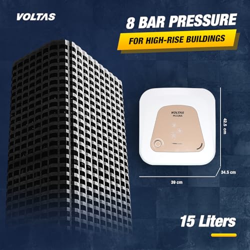Image of Voltas Magna 5-Star 15L Water Heater 2000W, Warranty of 7 years on Tank, 3 Years on Heating Element, 2 Years on Product by Voltas |Free Installation|Free Connecting Pipe|Copper Element|8 Bar (White)