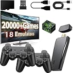 Wireless Retro Game Console Stick, Nostalgia Gaming Stick, Plug & Play TV Video Gaming Stick with 20000+ Games Built-in, 18 Retro Emulators, 4K HDMI Output, 2 2.4G Wireless Controllers (63GB)