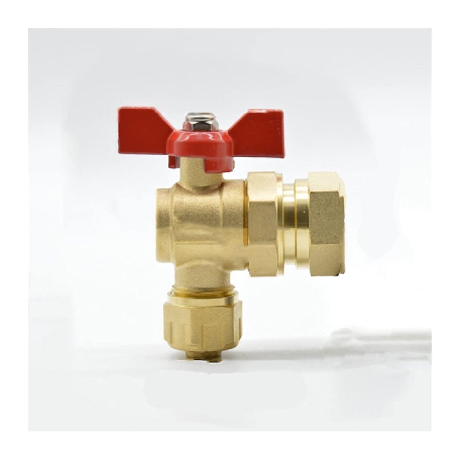 DN25 G 1 pollice femmina for tubo da 16/20 mm Nessuna valvola a sfera ad angolo in ottone con maniglia rossa