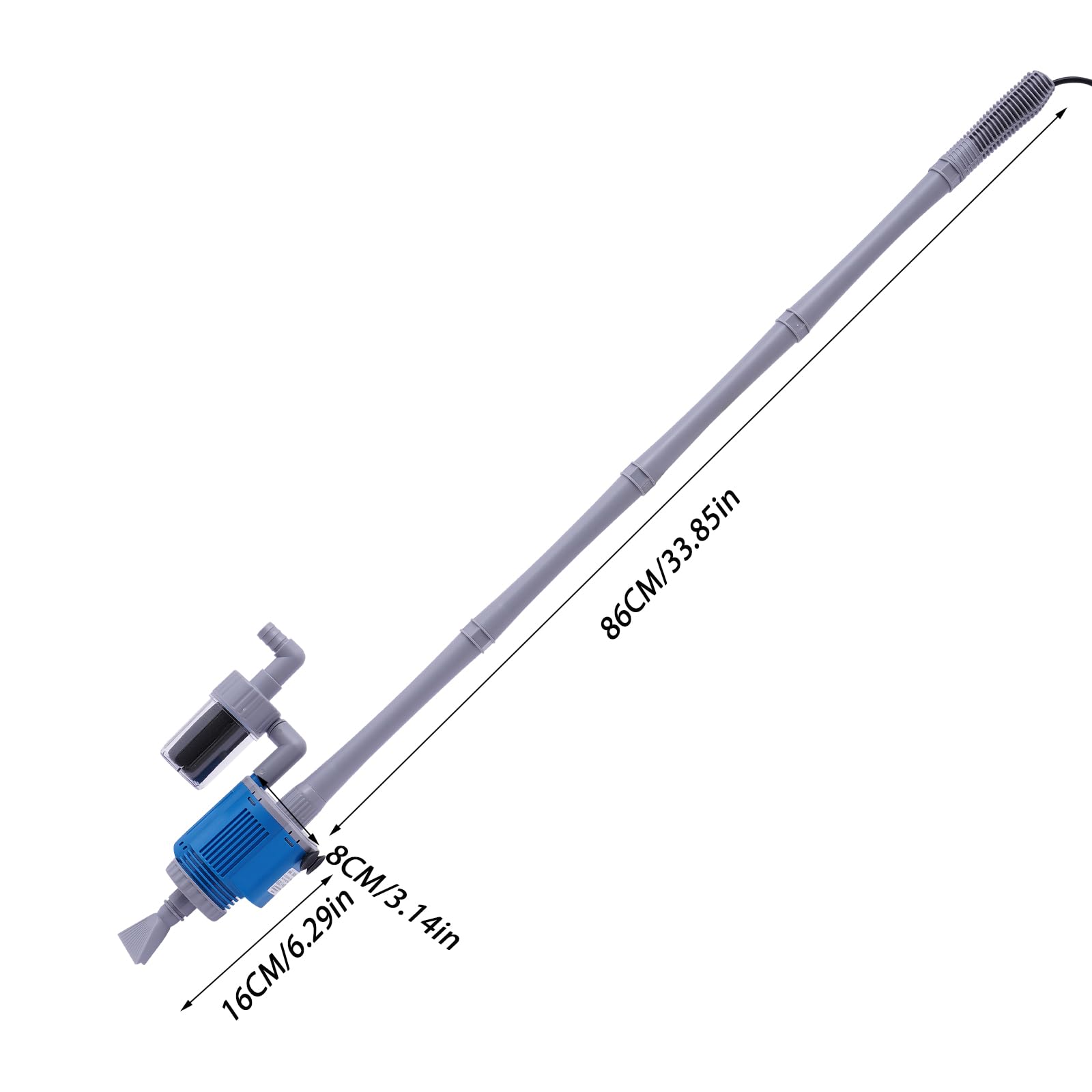 Kit de aspiradora eléctrica para suelos de acuario, limpiador de grava, sifón para cambio de agua/eliminación de detritos/limpieza de arena con 4 tubos de extensión de 28 W